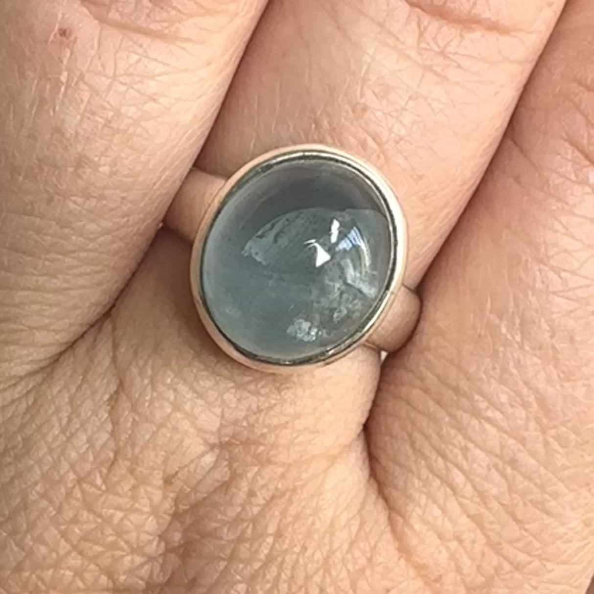 Aquamarine Oval Cabochon Ring Size 7.5 PRGJ808