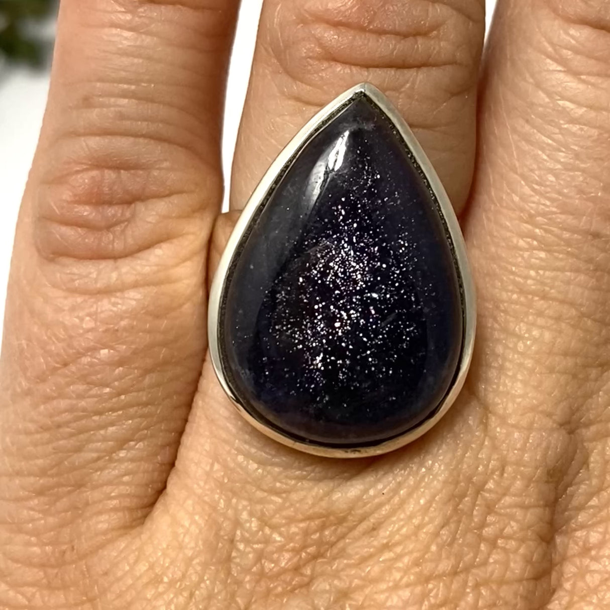 Iolite Sunstone Teardrop Cabochon Ring Size 6.5 PRGJ668