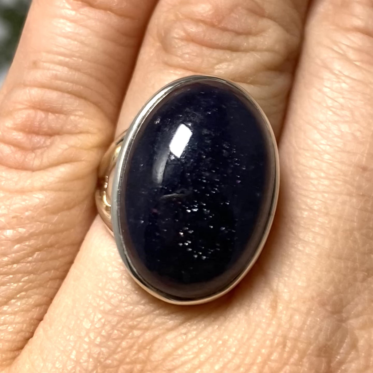 Iolite Sunstone Oval Cabochon Split Band Ring Size 6.5 PRGJ662