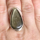 Goldsheen Obsidian Teardrop Cabochon Split Band Ring Size 9 KRGJ3344