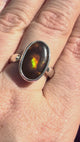 Fire Agate Oval Sterling Silver Ring Size 9 BTR-51