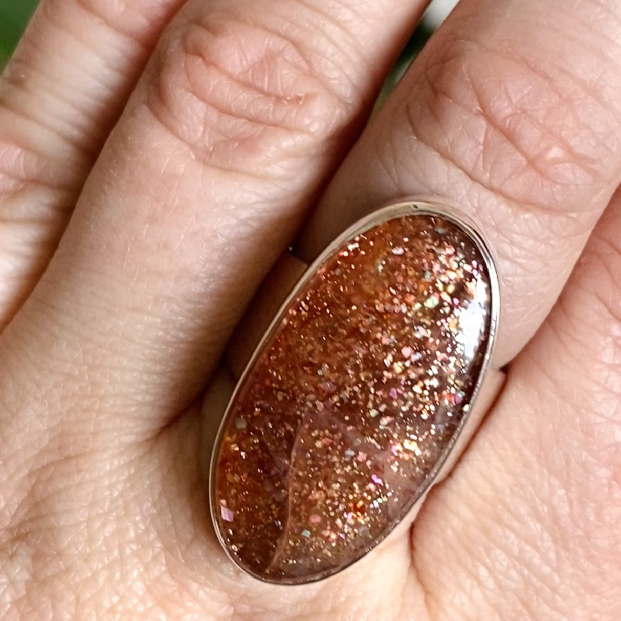 Sunstone Oval Cabochon Ring Size 9 KRGJ3331