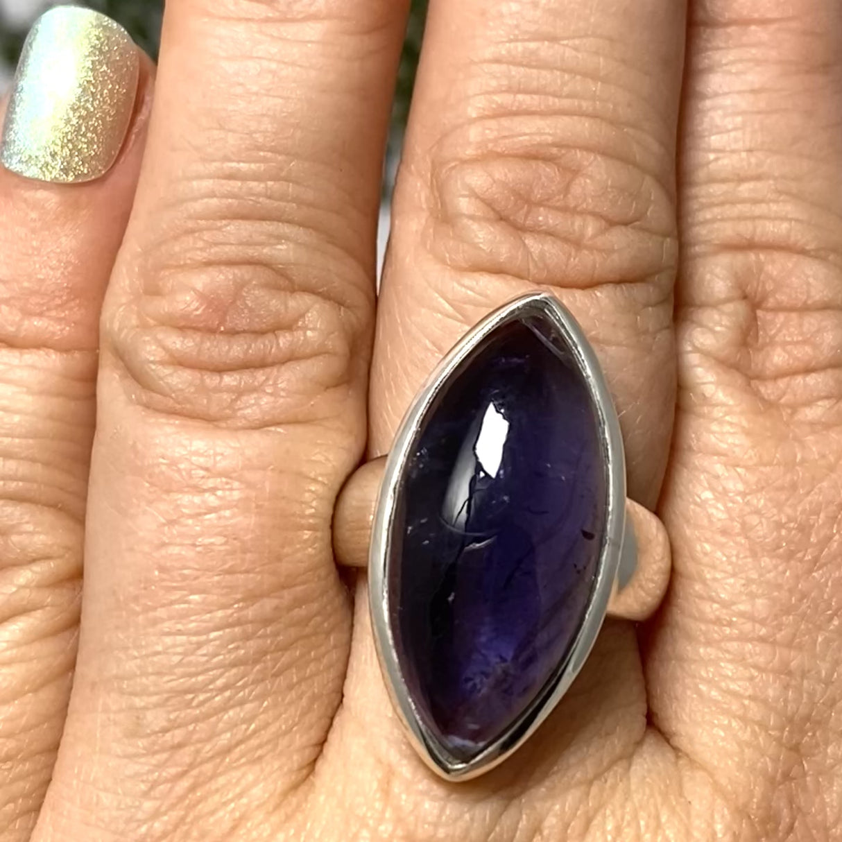 Iolite Marquise Cabochon Ring Size 8 PRGJ657