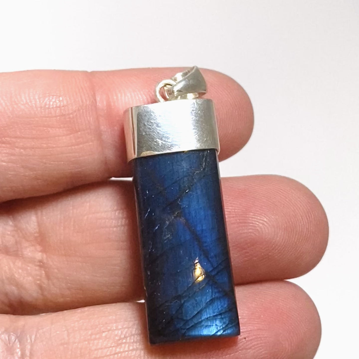 Rainbow Labradorite Rectangle Capped Pendant BTP-107