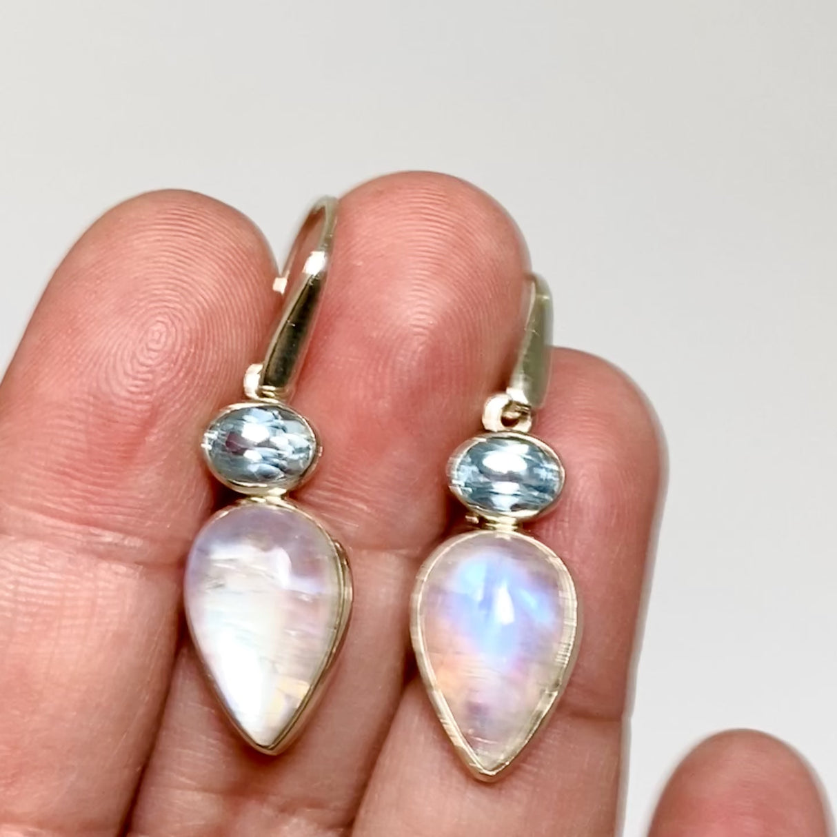 Moonstone and Blue Topaz Faceted Multi-stone Earrings PEGJ396