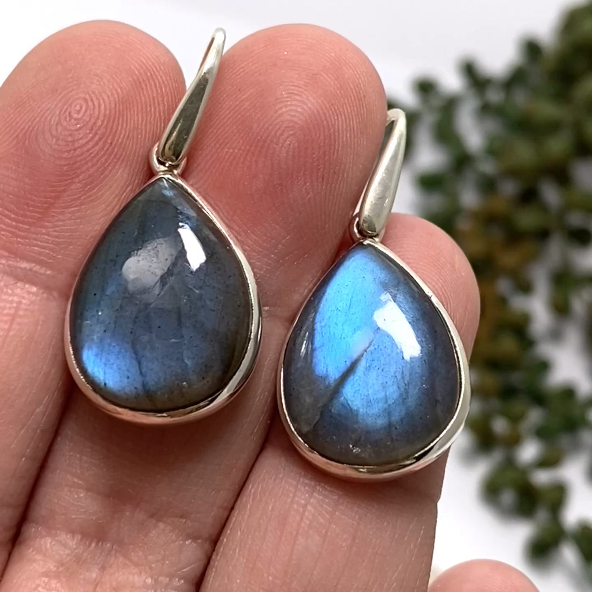 Labradorite Teardrop Cabochon Earrings PEGJ269