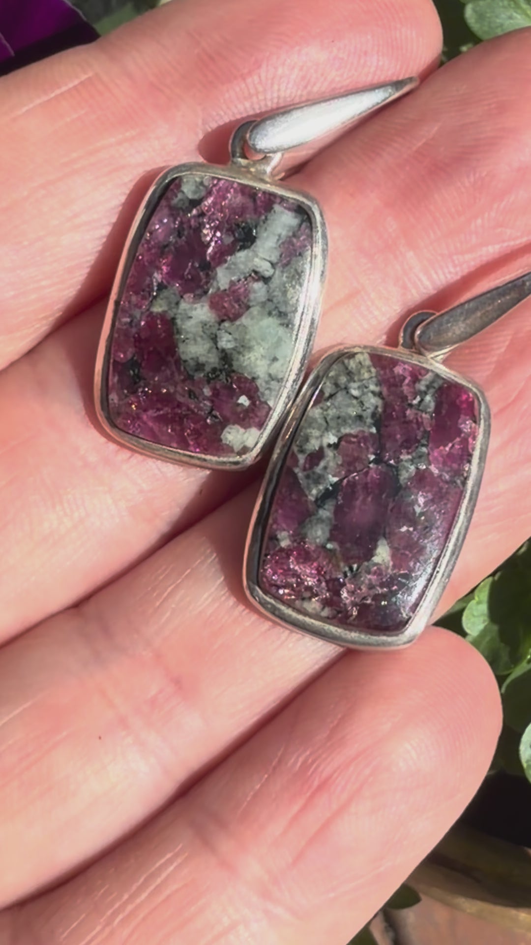 Eudialyte Rectangle Sterling Silver Earrings PEGJ35