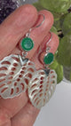 Green Chalcedony & Mother of Pearl Leaf Earrings EEGJ01