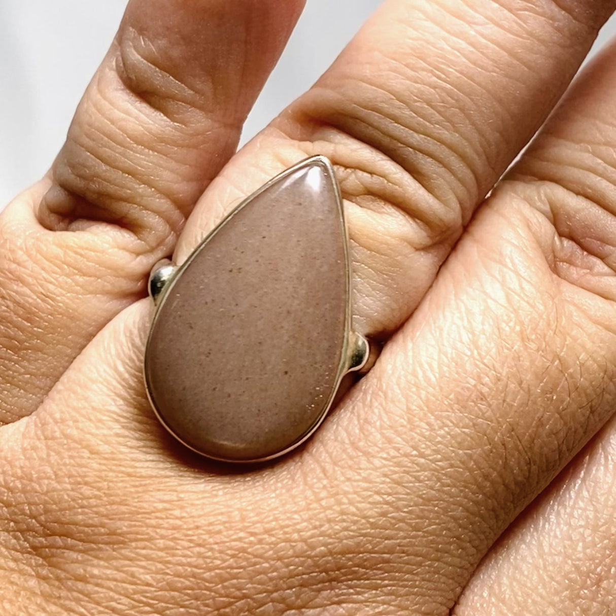 Peach Moonstone Teardrop Ring Size 11 KRGJ2200