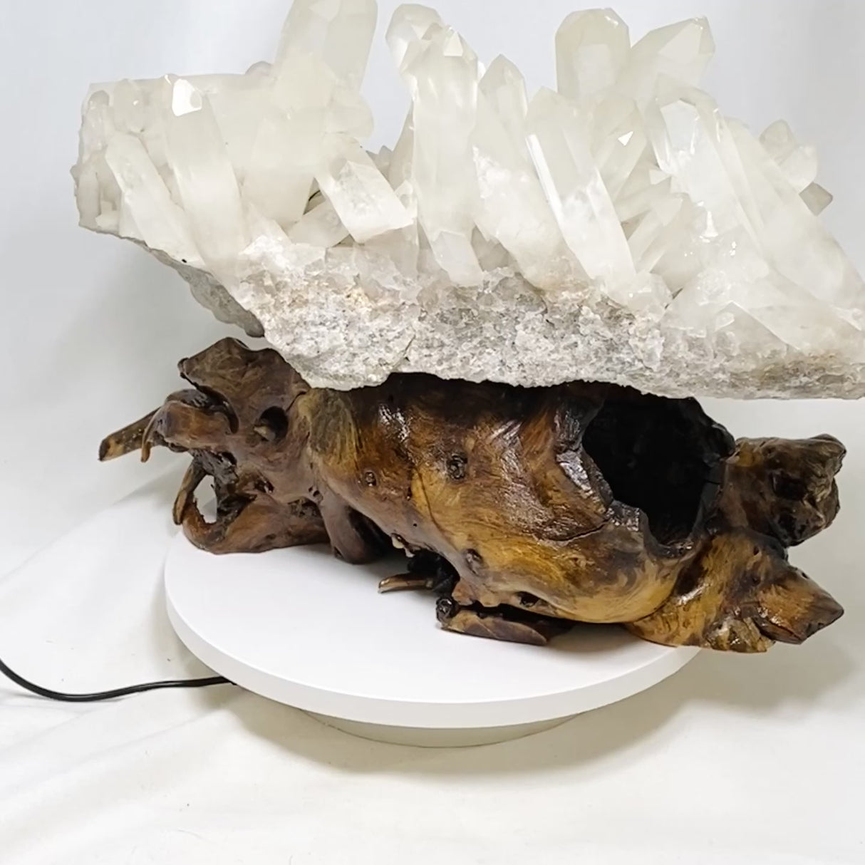 Clear Quartz Cluster with Wooden stand 5.1kg CQS-02