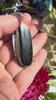 Black Tourmaline Oval Raw Pendant in a Decorative Setting KPGJ4595