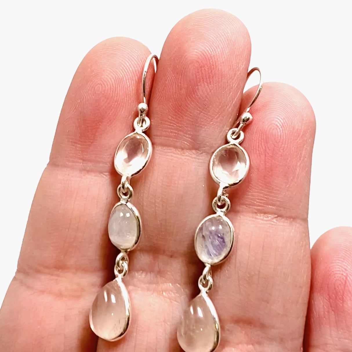 Rose Quartz and Moonstone Multi-stone Earrings F191