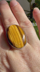 Golden Tiger's Eye with Hammered Sterling Silver Band Ring Size 10 KRGJ3129