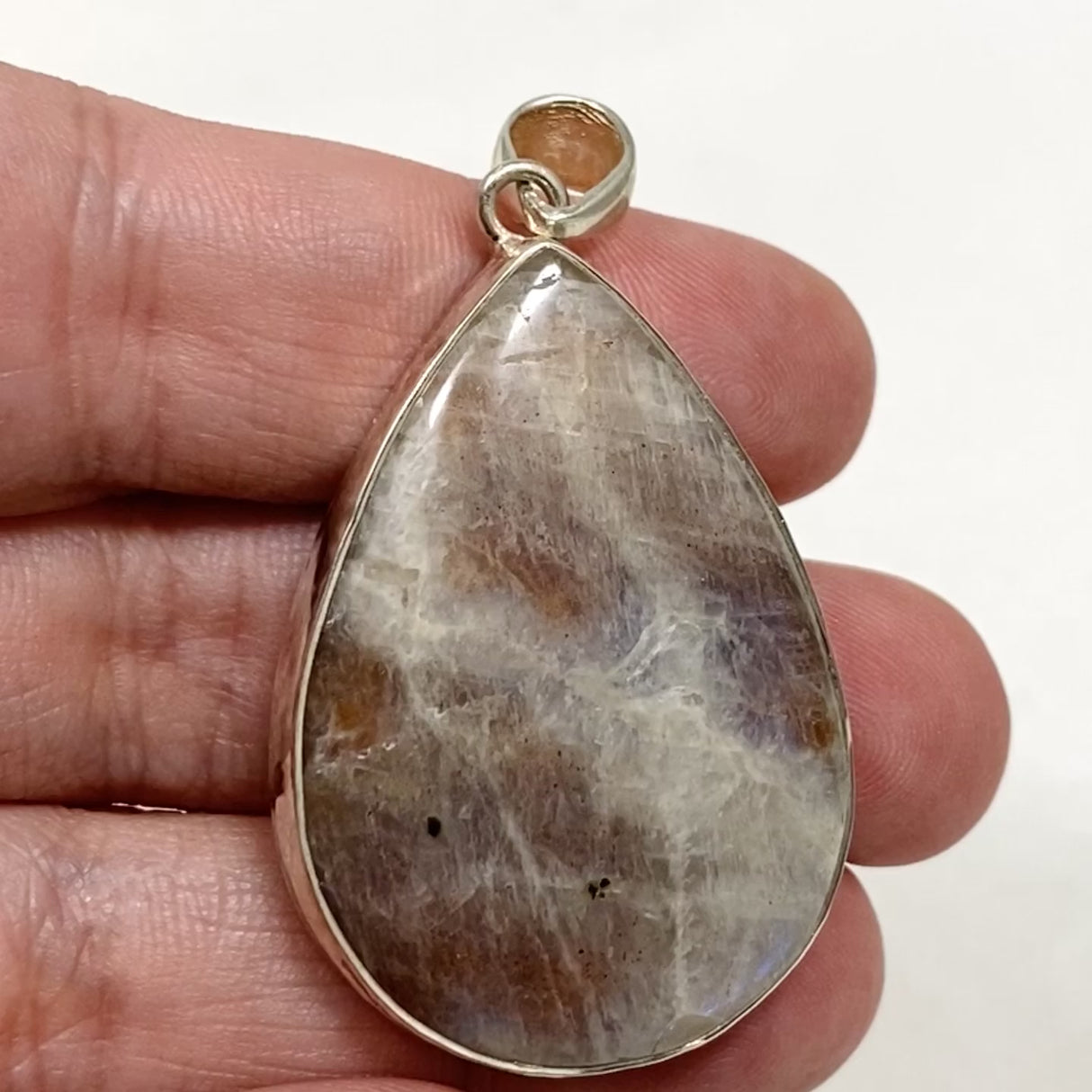 Belomorite (Sunstone with Moonstone "Eclipse" Stone) Teardrop Pendant KPGJ3586