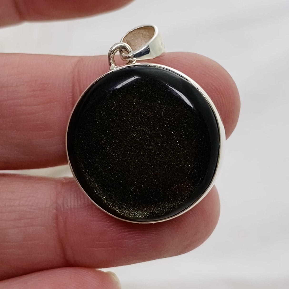 Goldsheen Obsidian Round Cabochon Pendant KPGJ4760