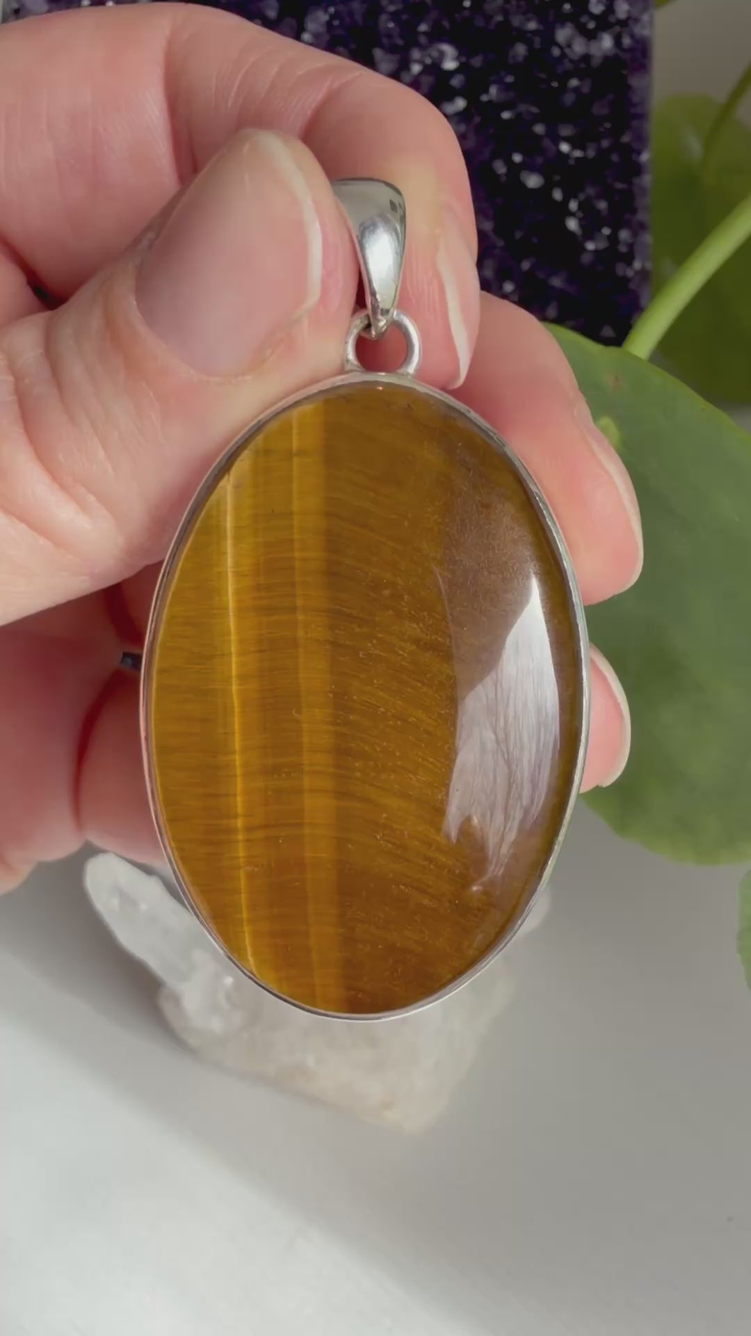 Golden Tiger's Eye Oval Sterling Silver Pendant KPGJ2021