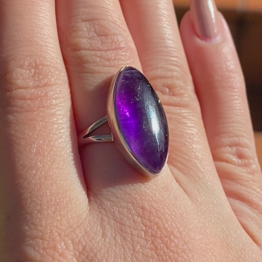 Amethyst marquise cabochon ring s.7 KPGJ1338