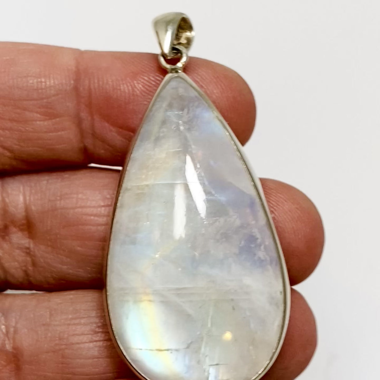 Rainbow Moonstone Teardrop Cabochon Pendant BTP-93