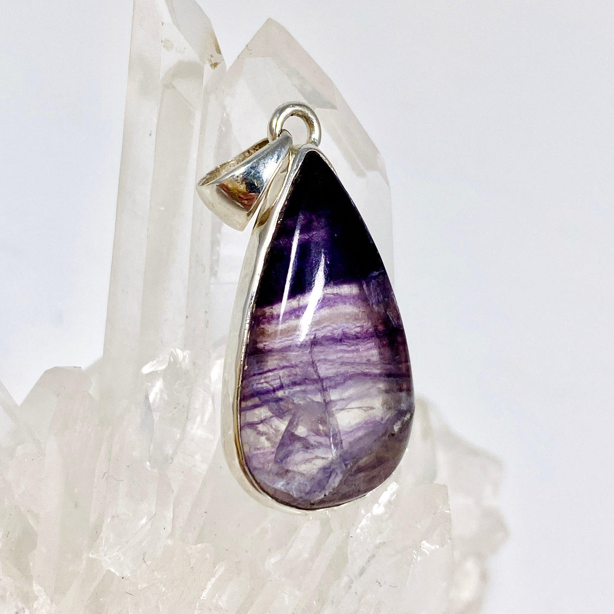 Purple Banded Fluorite teardrop pendant KPGJ3551 - Nature's Magick