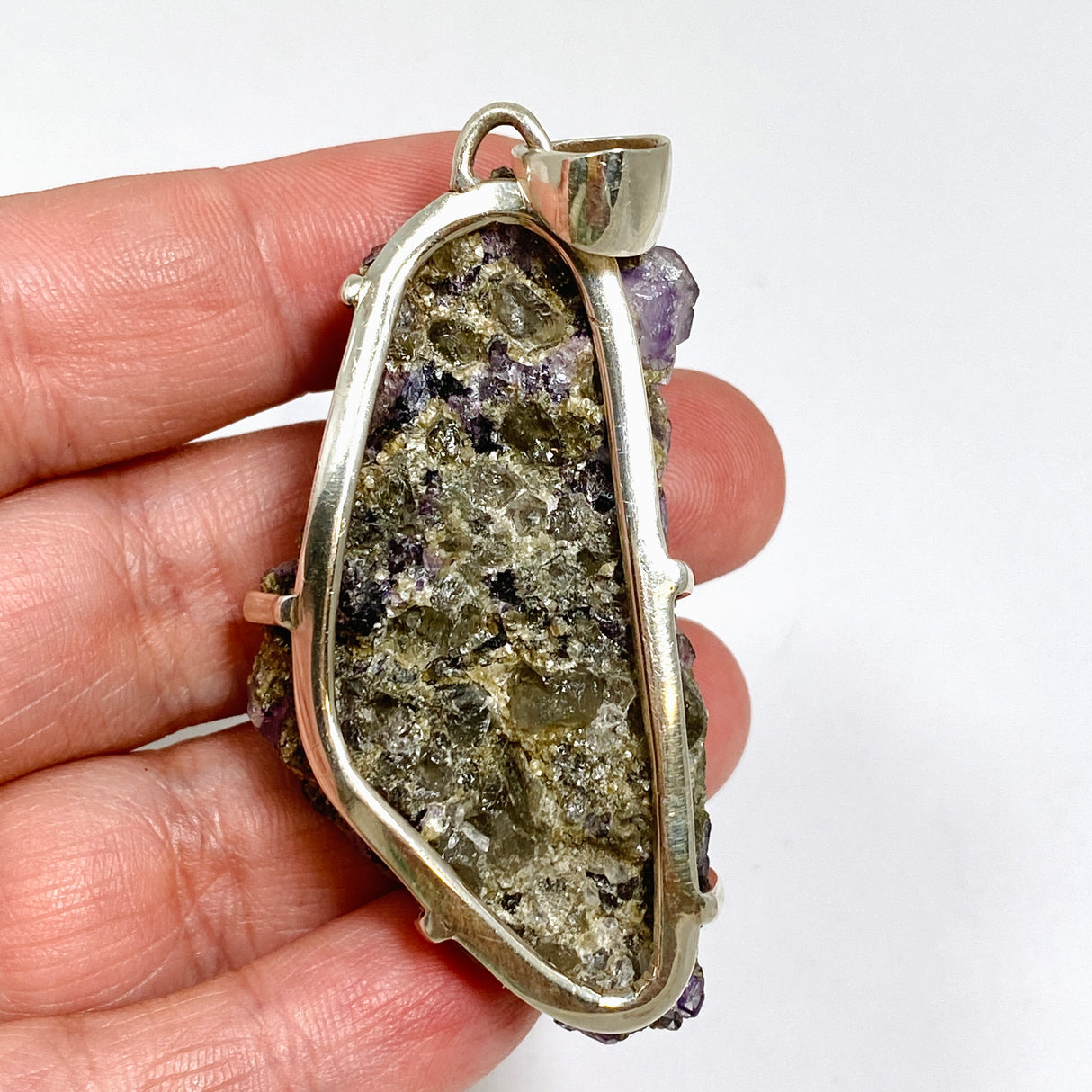 Purple Fluorite Raw Crystal Pendant PPGJ1287