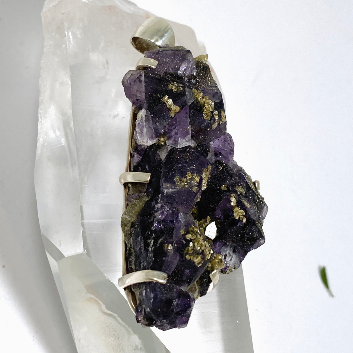 Purple Fluorite Raw Crystal Pendant PPGJ1287