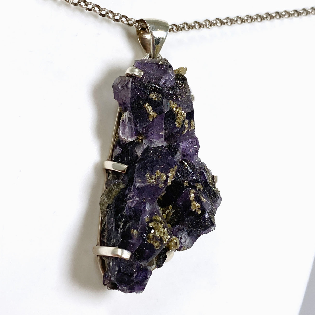 Purple Fluorite Raw Crystal Pendant PPGJ1287