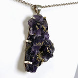 Purple Fluorite Raw Crystal Pendant PPGJ1287