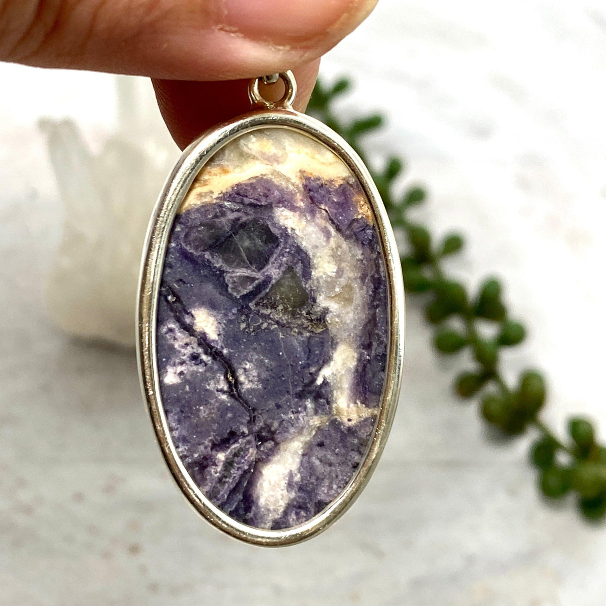 Purple Opalised Fluorite like Tiffany Stone oval pendant KPGJ3046 - Nature's Magick