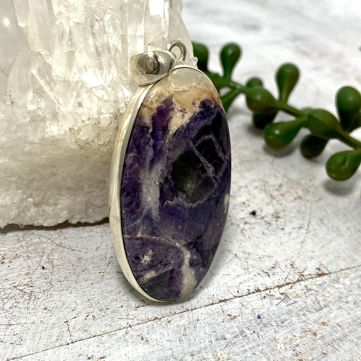 Purple Opalised Fluorite like Tiffany Stone oval pendant KPGJ3046 - Nature's Magick