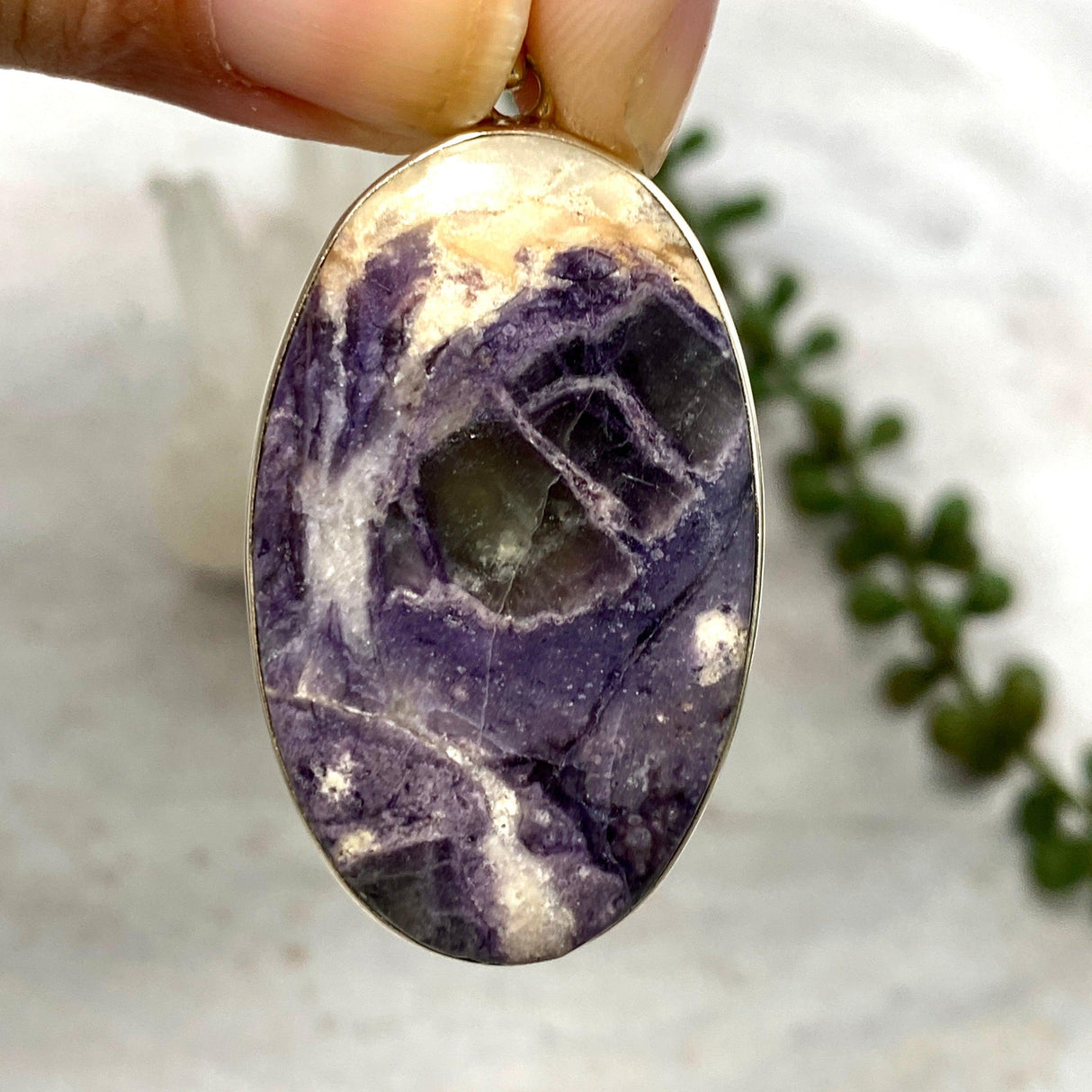 Purple Opalised Fluorite like Tiffany Stone oval pendant KPGJ3046 - Nature's Magick