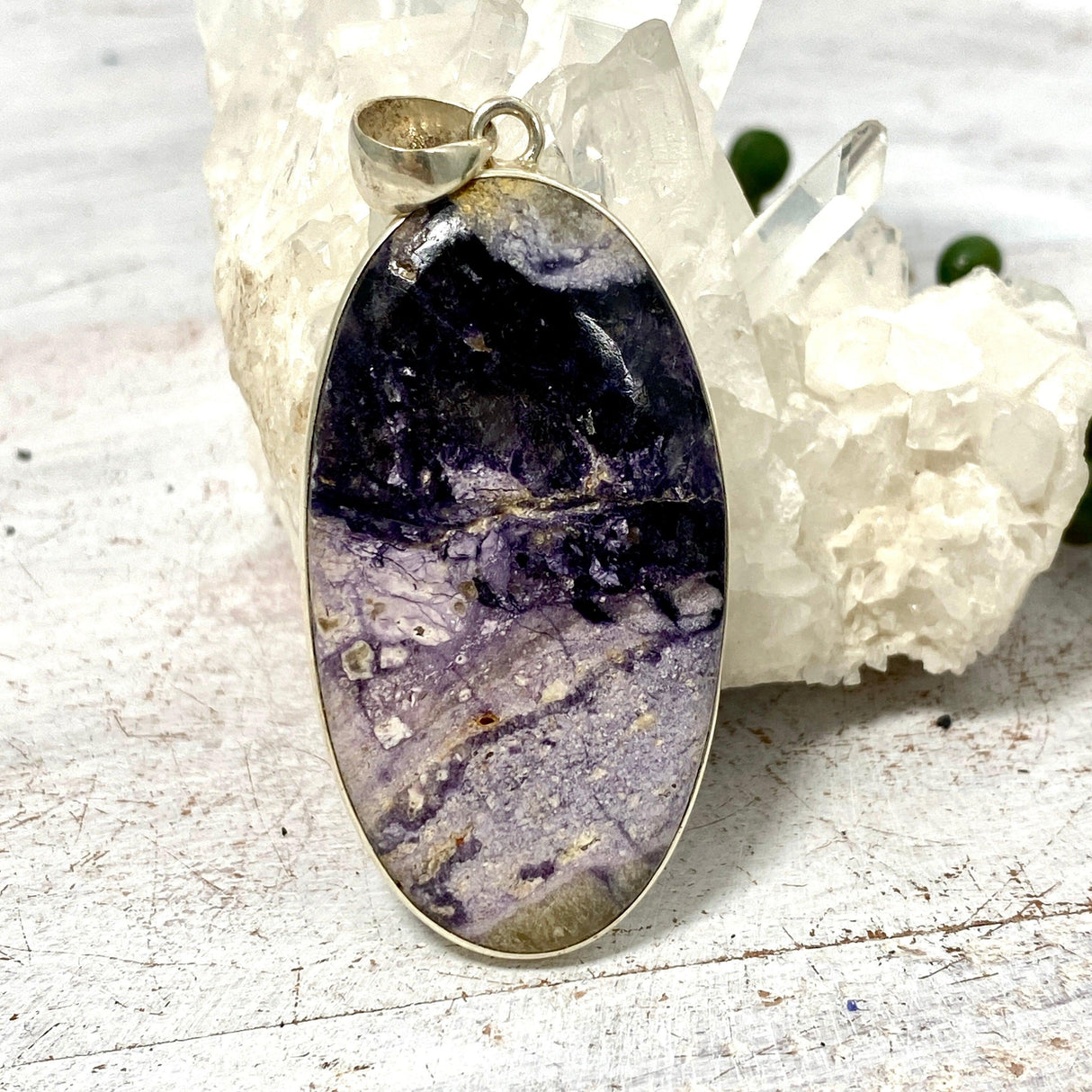 Purple Opalised Fluorite like Tiffany Stone oval pendant KPGJ3047 - Nature's Magick