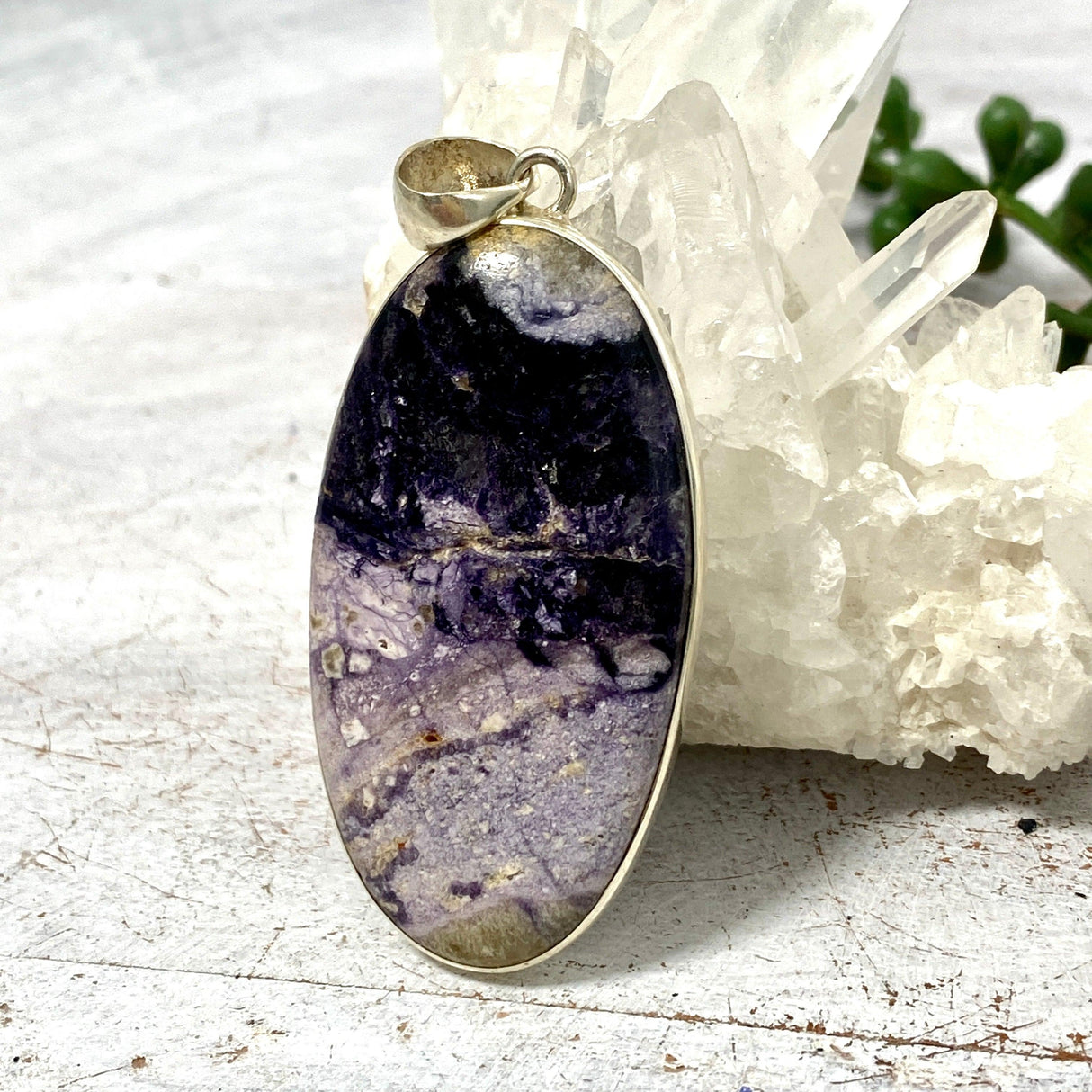 Purple Opalised Fluorite like Tiffany Stone oval pendant KPGJ3047 - Nature's Magick