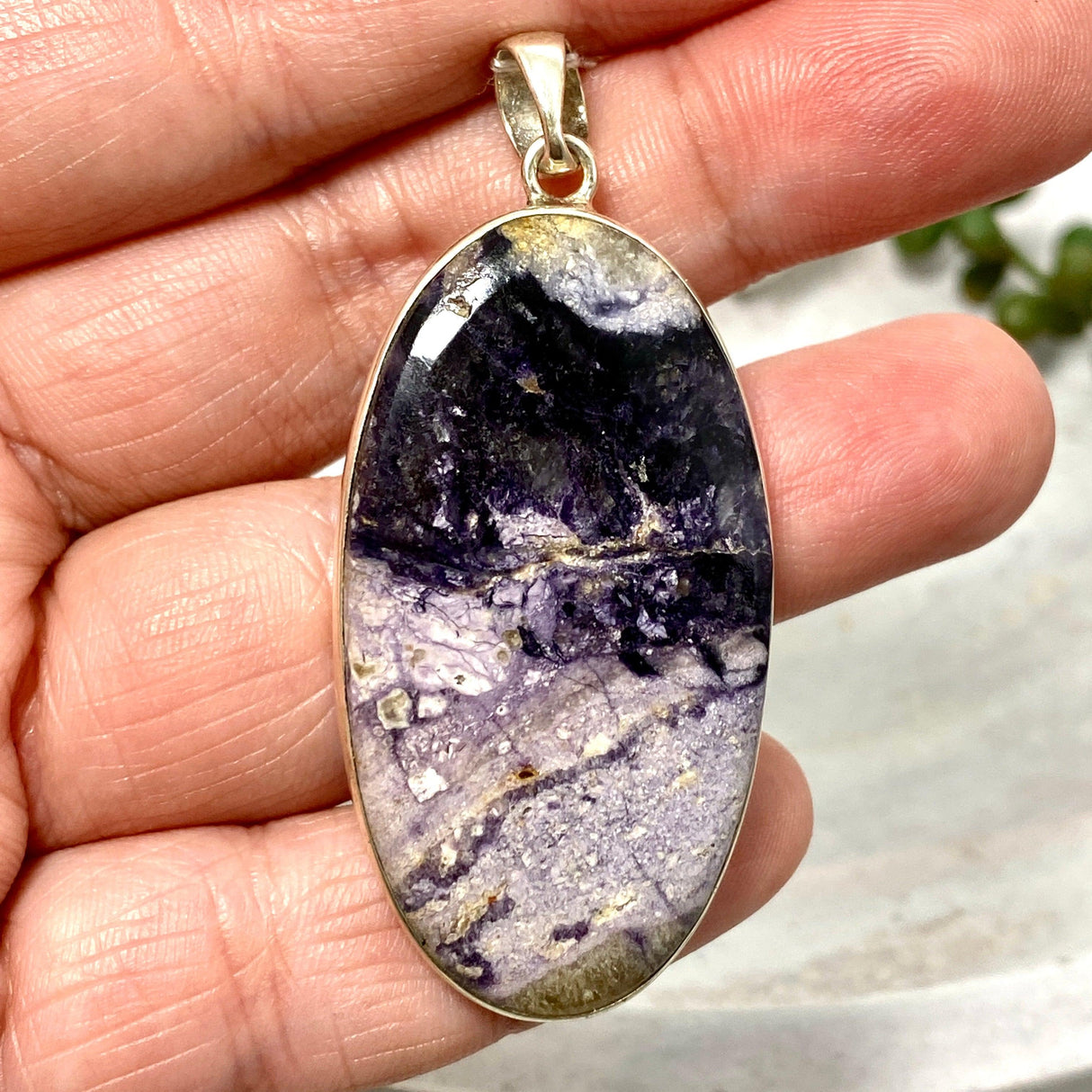 Purple Opalised Fluorite like Tiffany Stone oval pendant KPGJ3047 - Nature's Magick