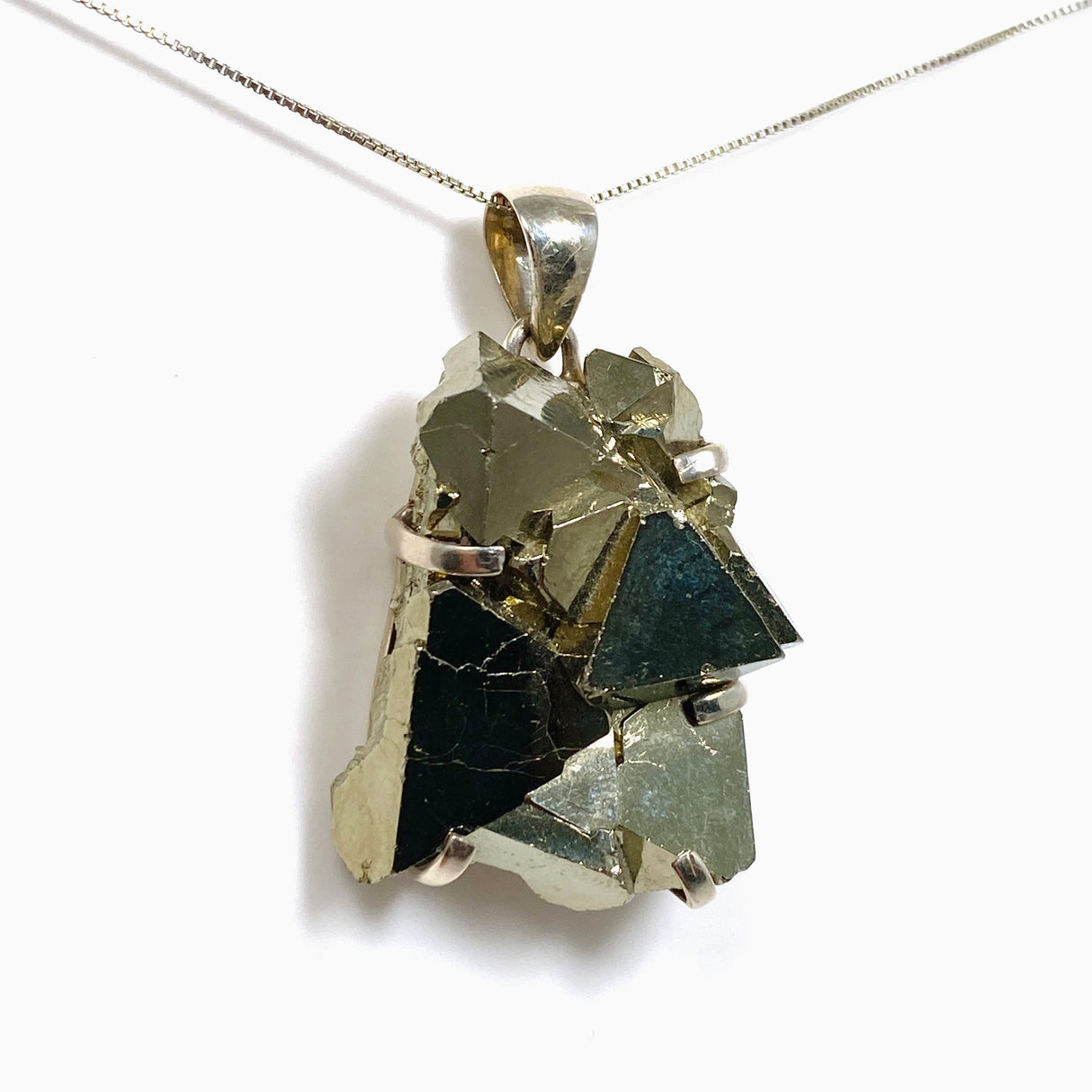 Pyrite (Peru) Octahedral Raw Crystal Pendant PPGJ1109