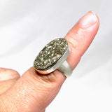 Pyrite Raw Oval Ring with Brushed Silver Band Size 8 KRGJ3193 - Nature's Magick