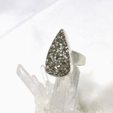 Pyrite Raw Teardrop Ring with Brushed Silver Band Size 10 KRGJ3192 - Nature's Magick