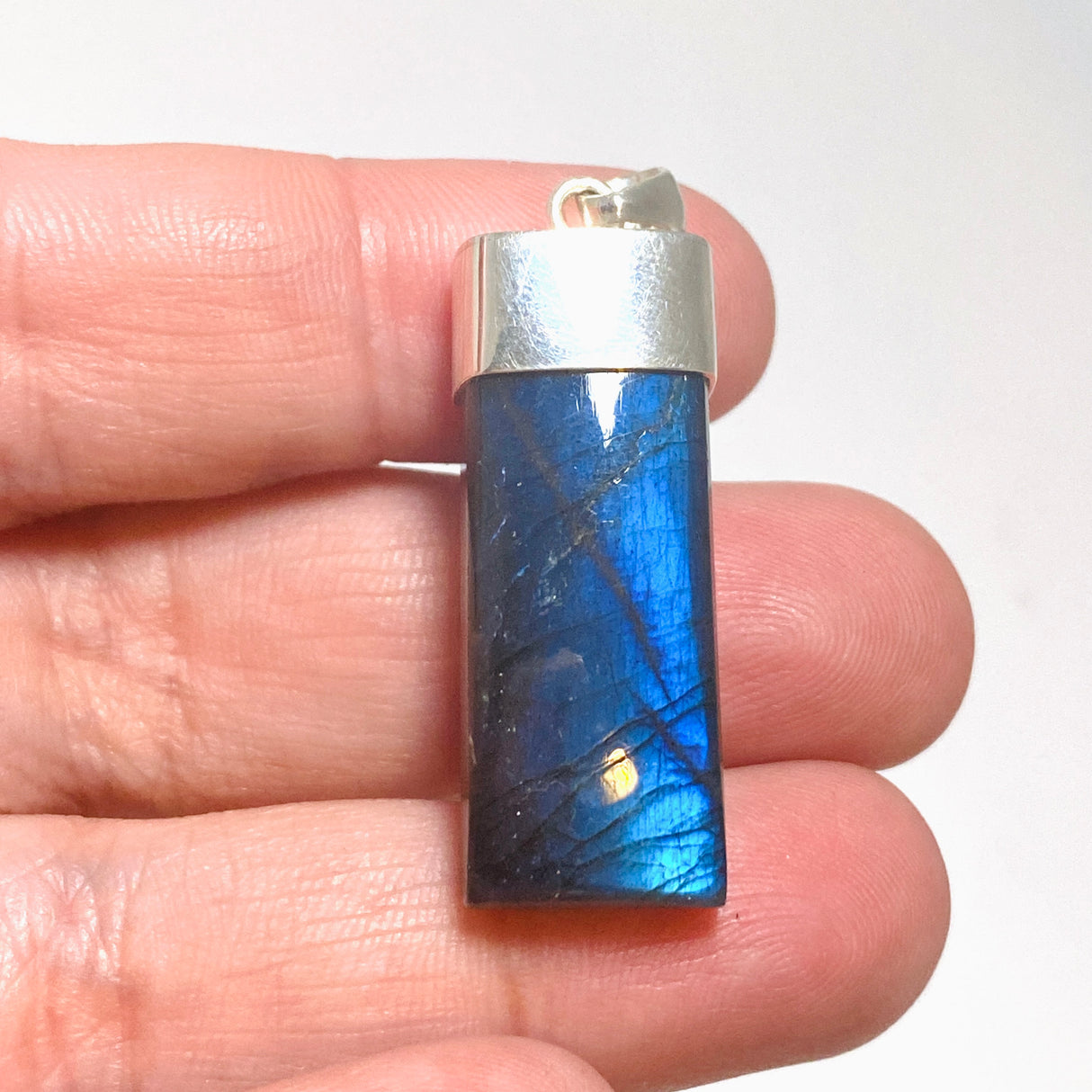 Rainbow Labradorite Rectangle Capped Pendant BTP-107