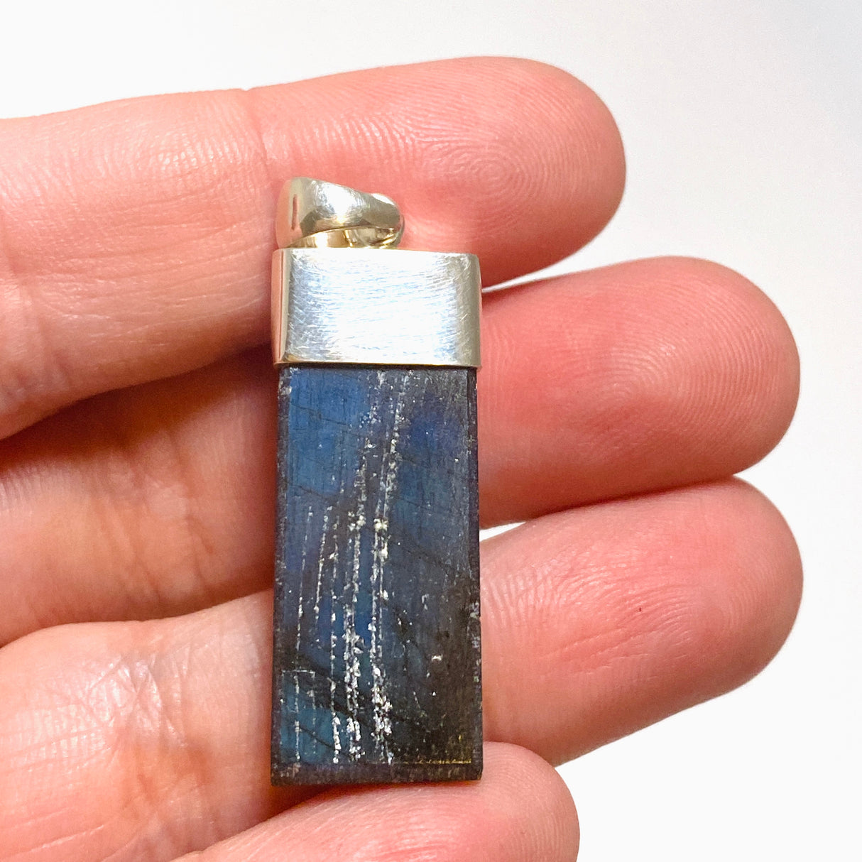Rainbow Labradorite Rectangle Capped Pendant BTP-107