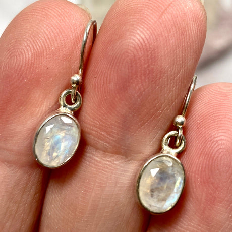 Rainbow Moonstone faceted oval earrings KEGJ795 - Nature's Magick