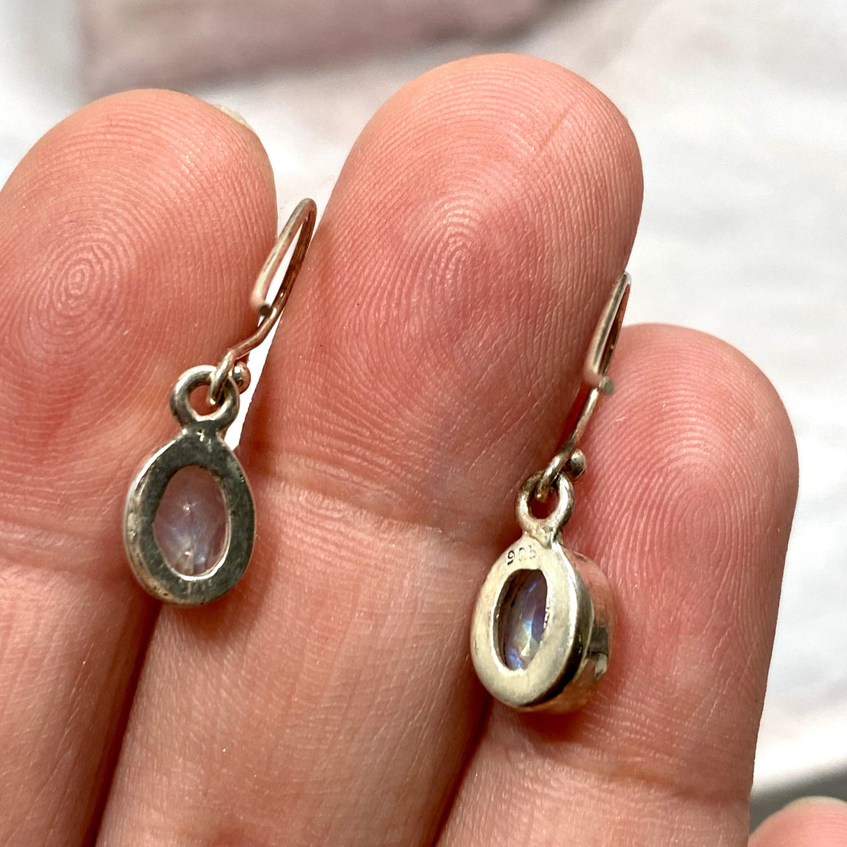 Rainbow Moonstone faceted oval earrings KEGJ795 - Nature's Magick