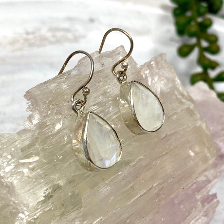 Rainbow Moonstone faceted teardrop earrings KEGJ796 - Nature's Magick