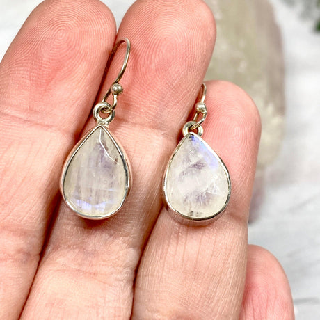 Rainbow Moonstone faceted teardrop earrings KEGJ796 - Nature's Magick