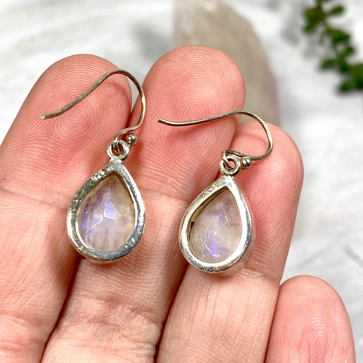 Rainbow Moonstone faceted teardrop earrings KEGJ796 - Nature's Magick