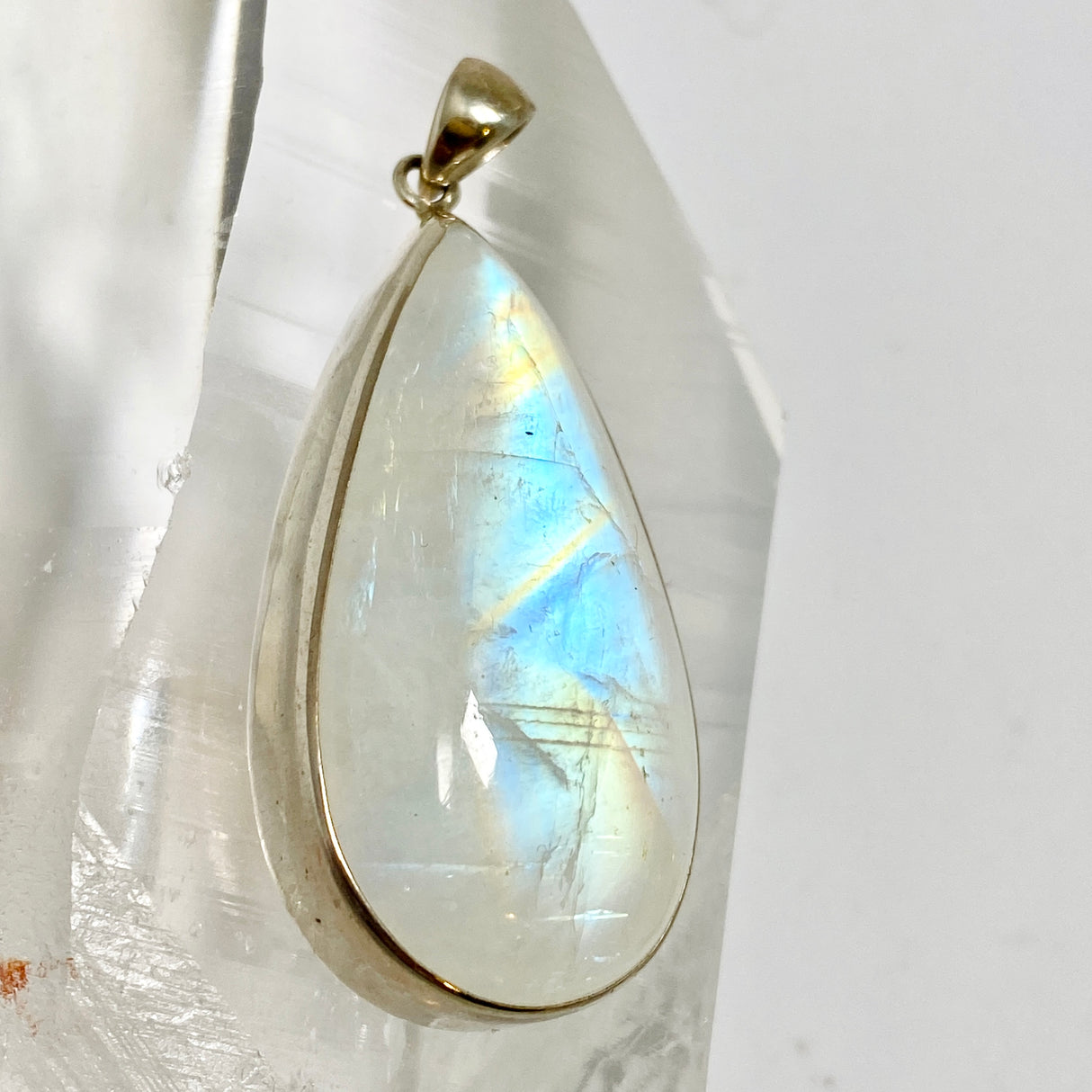 Rainbow Moonstone Teardrop Cabochon Pendant BTP-93