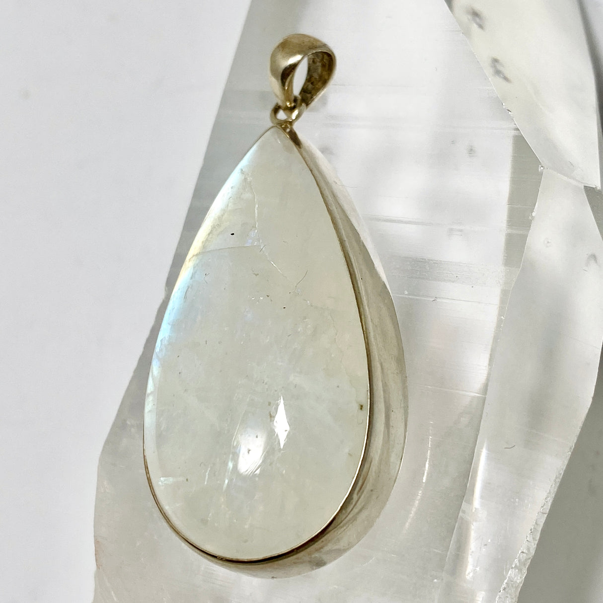 Rainbow Moonstone Teardrop Cabochon Pendant BTP-93