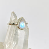 Rainbow Moonstone Teardrop Cabochon Ring  with a Hammered Band Size 7.5 BTR-27