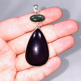 Rainbow Obsidian Double Stone Teardrop Pendant KPGJ3603 - Nature's Magick