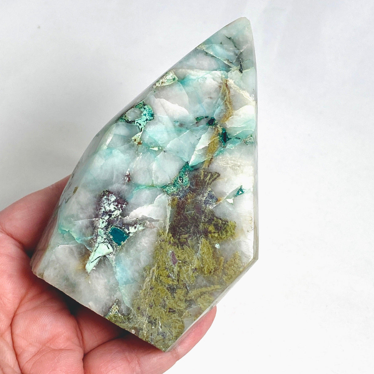 Rare Ajoite with Quartz and Other Minerals Polished Point CR3408 - Nature's Magick