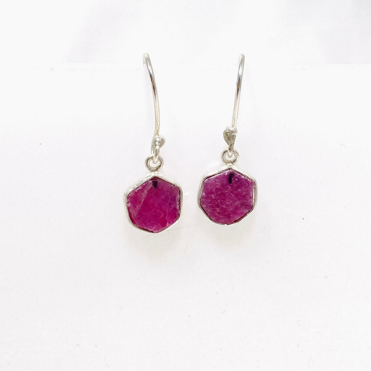 Raw Ruby Hexagonal Earrings KEGJ1470 - Nature's Magick