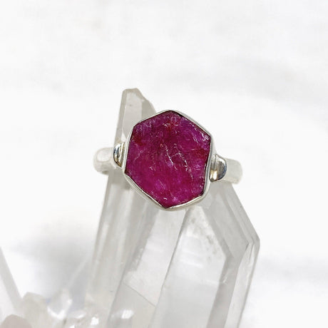Raw Ruby Hexagonal Fine Band Ring R3-HEX - Nature's Magick